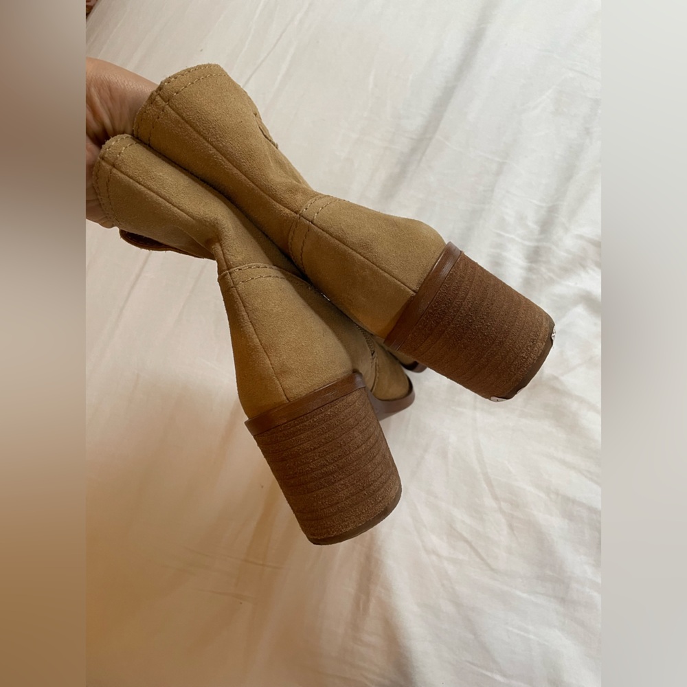 Suede Leather Sand Western Livie Bootie Ankle Boots NWT Size 7.5 - Picture 8 of 10
